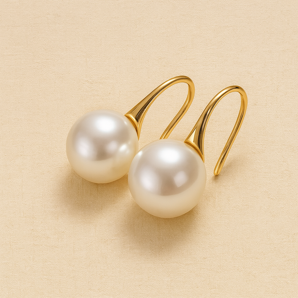 Women's Classic Pearl Drop Earrings Gold Hook - Élise