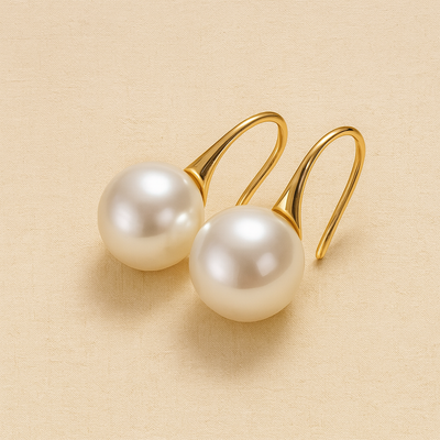 Women's Classic Pearl Drop Earrings Gold Hook - Élise