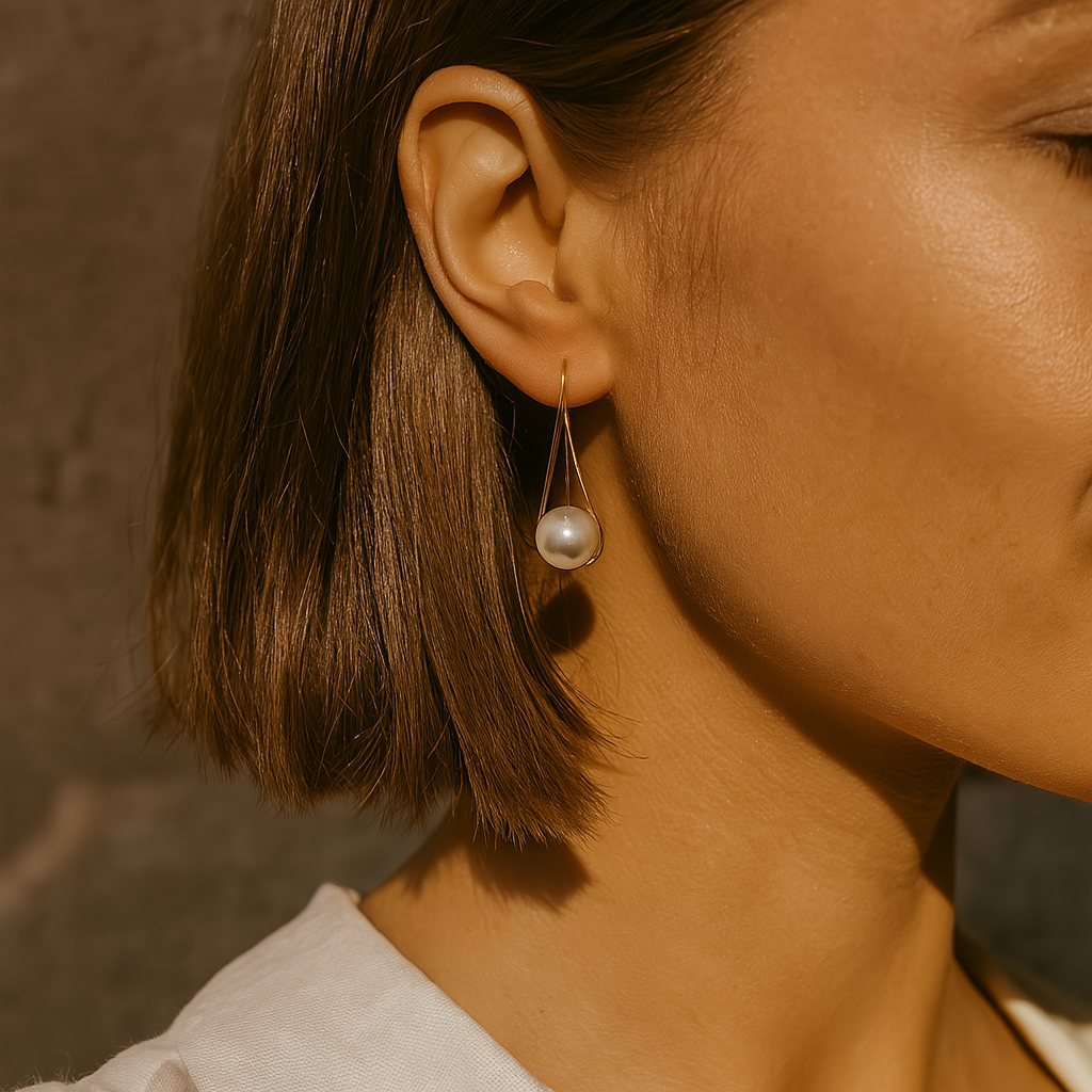Women's Earrings with Pearl Pendant Elegant - Celina