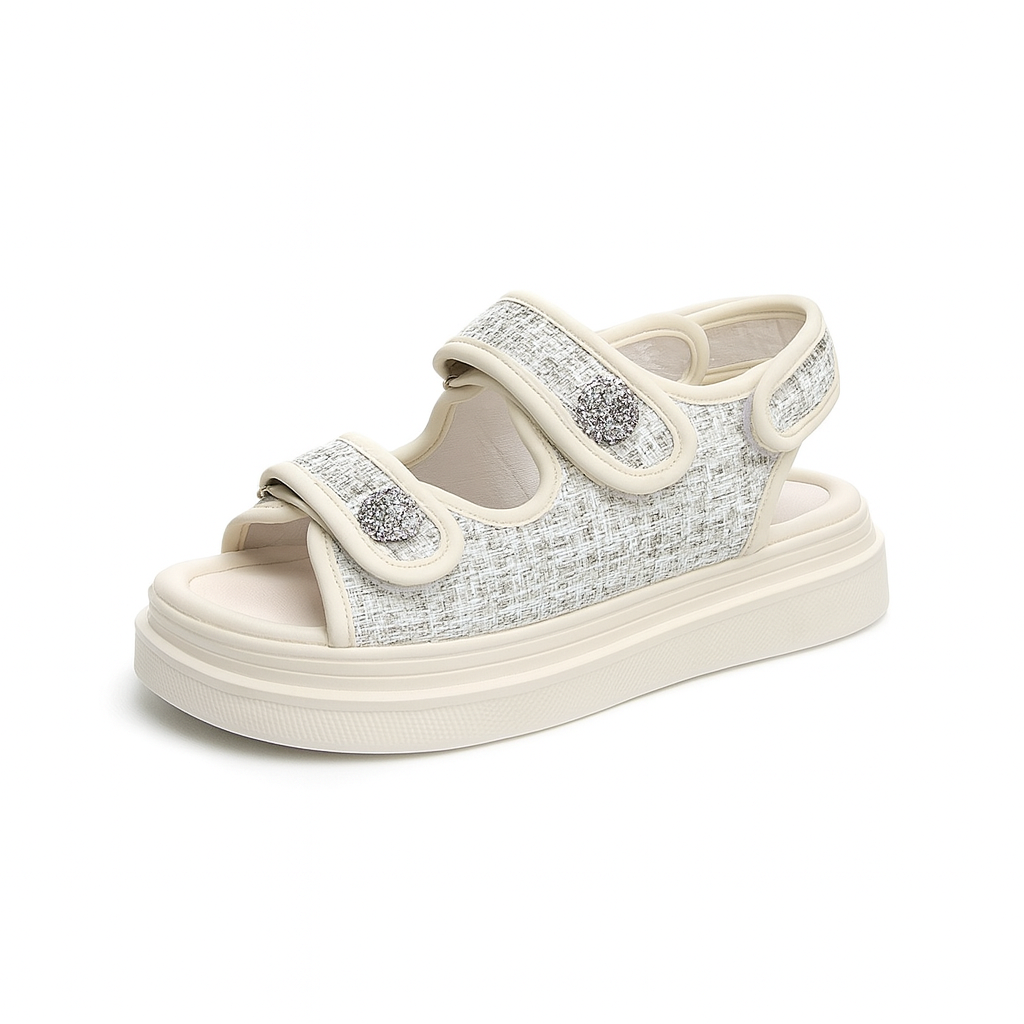 Orthopedic women's tweed fabric sandals - Liora