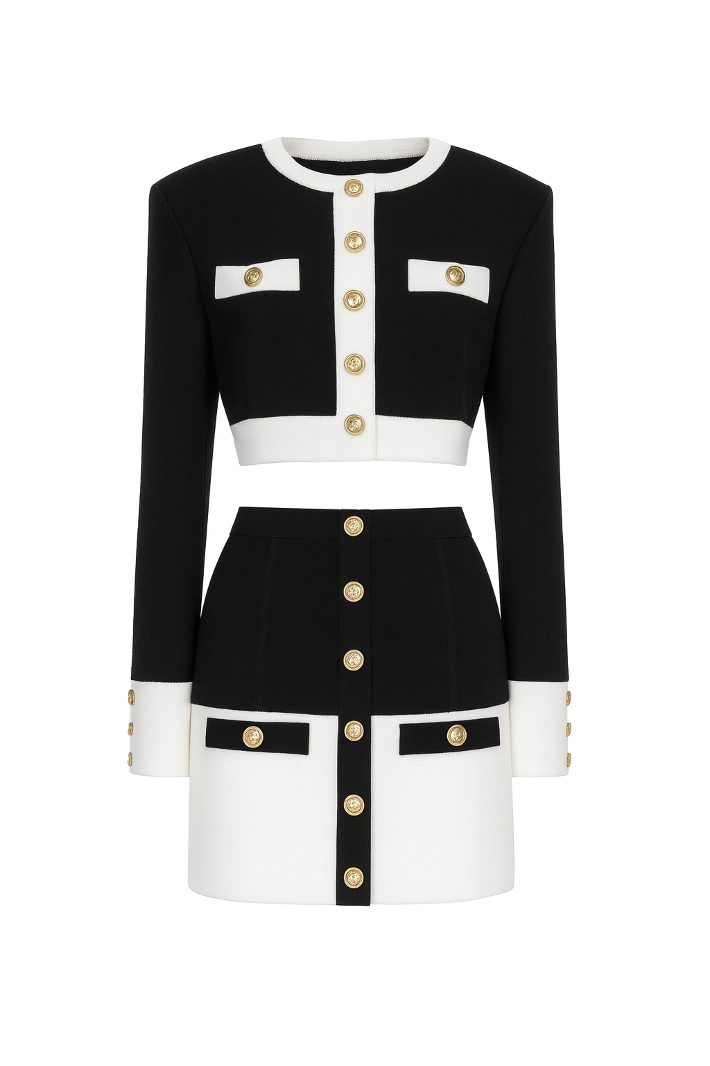 Structured knitted skirt and short jacket set - Roxane