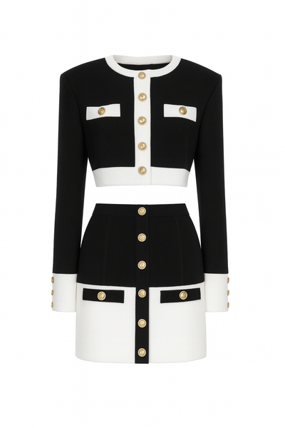 Structured knitted skirt and short jacket set - Roxane