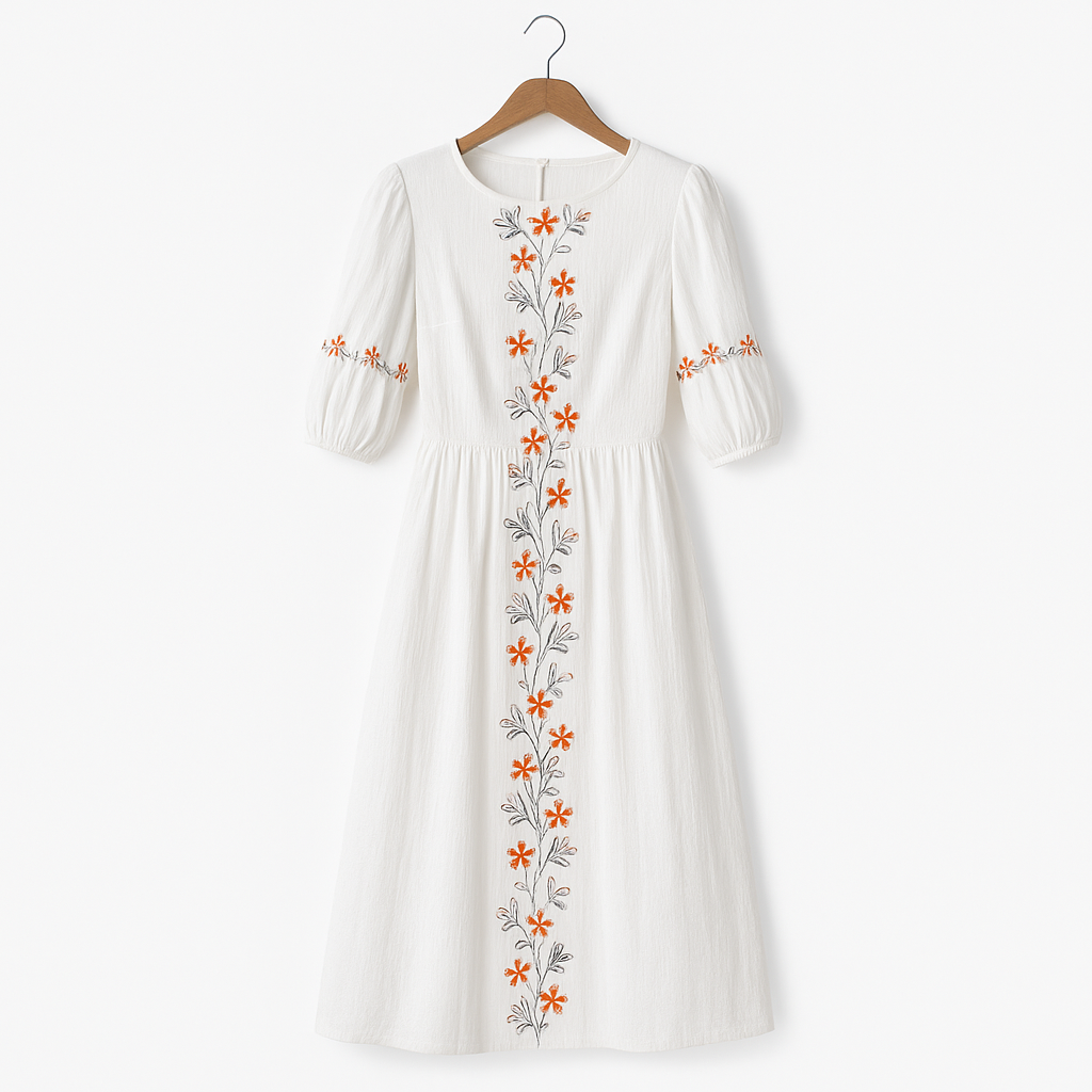 Cotton dress with three-quarter sleeves - Carmona