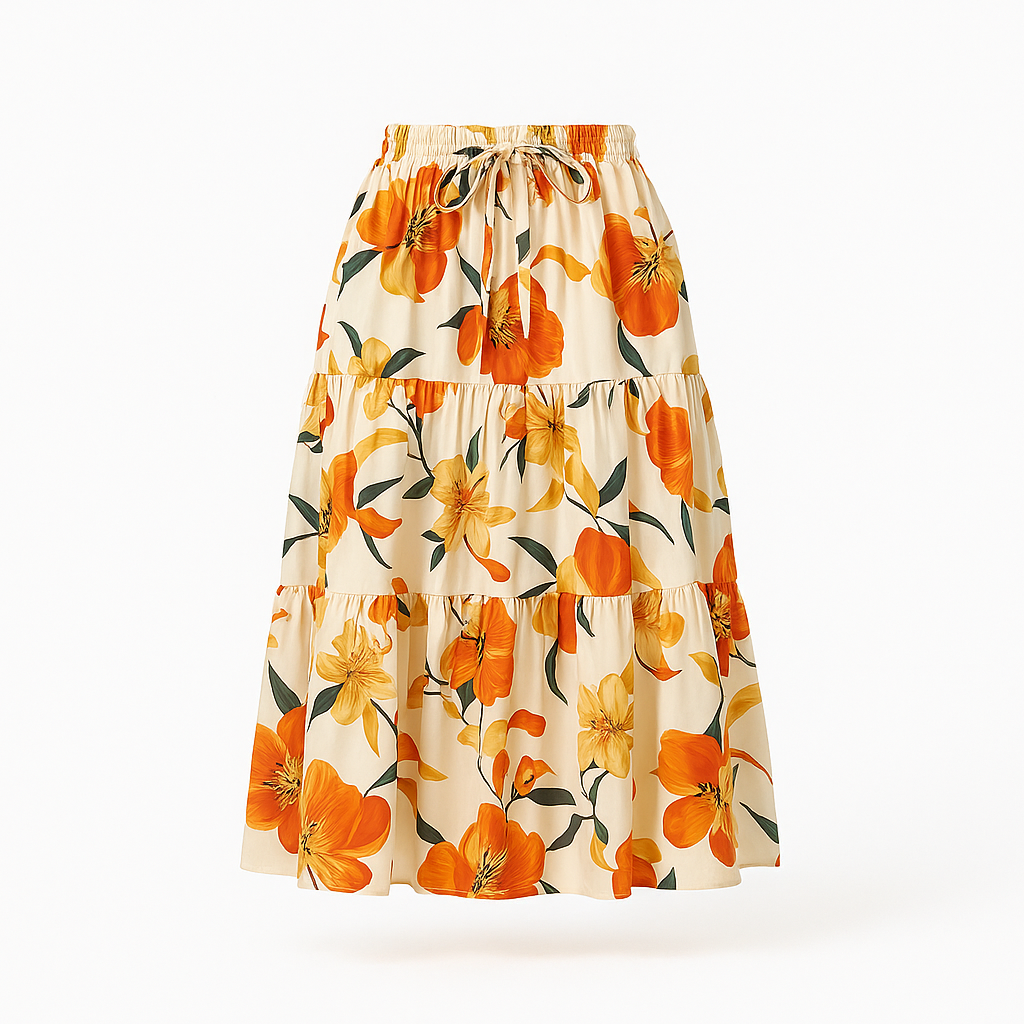 Flared printed midi skirt - Amelise