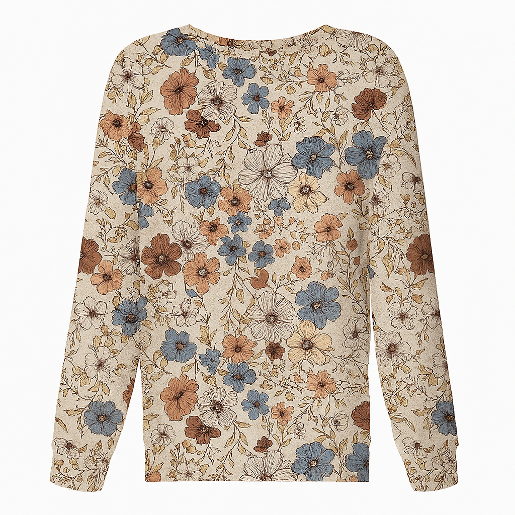 Casual long sleeve floral print blouse - Lorine