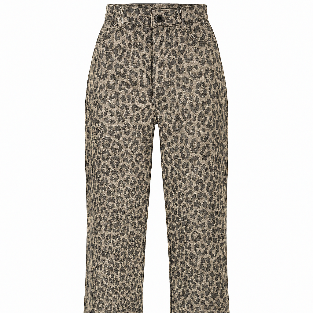 Women's high rise animal print straight cut pants - Nadine