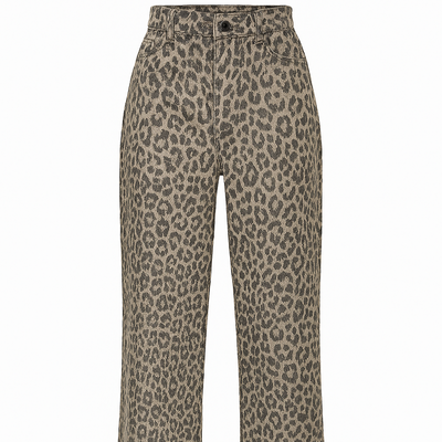 Women's high rise animal print straight cut pants - Nadine