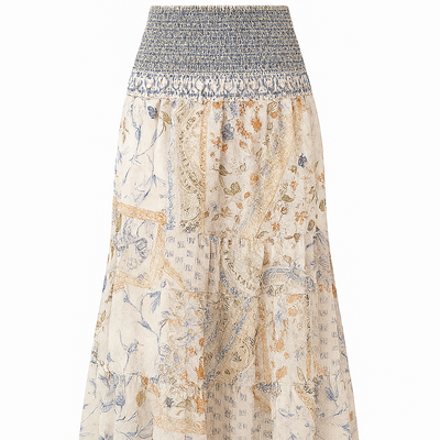 Women's long skirt with bohemian floral print - Mireille