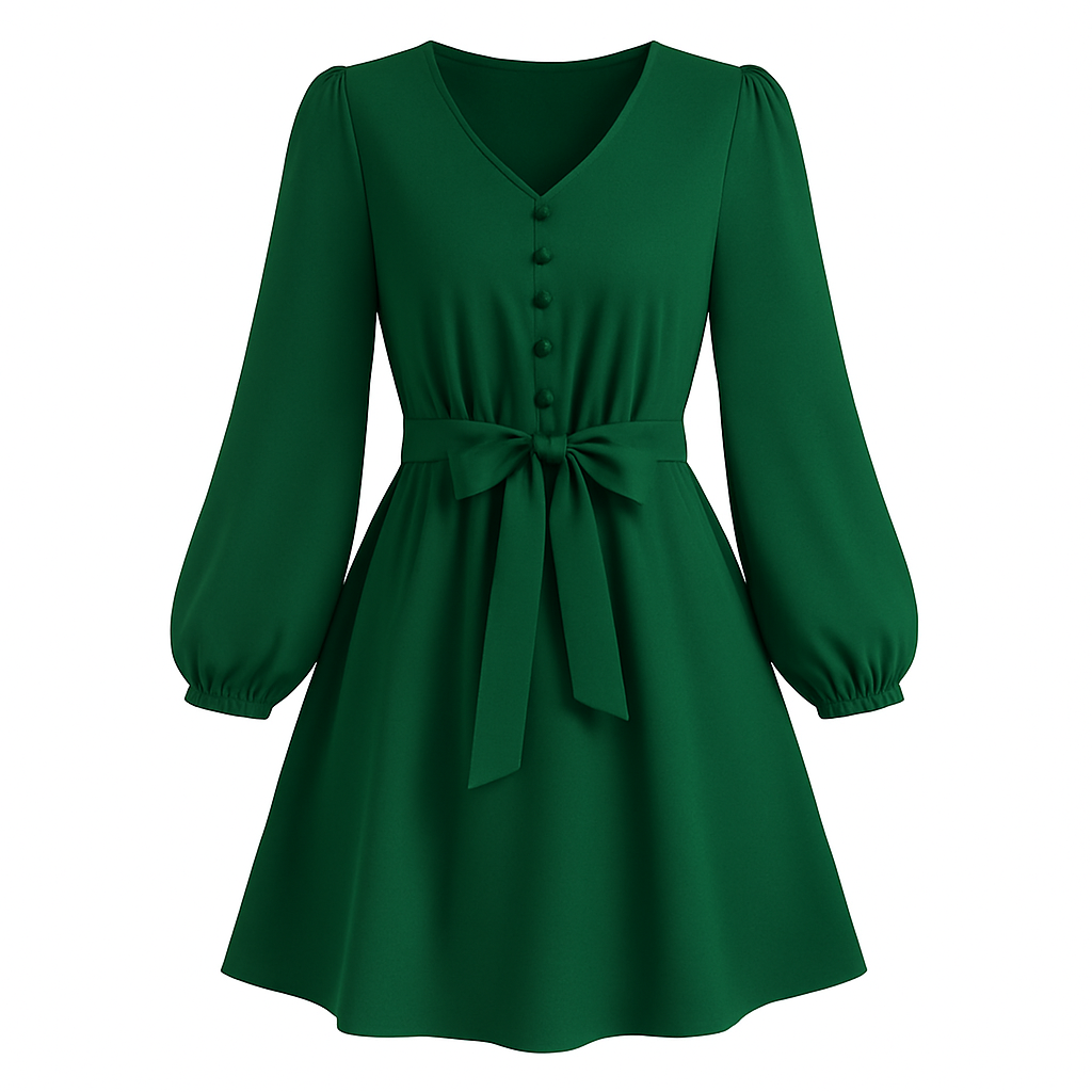 Short dress with bow at the waist - Narella