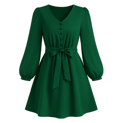 Short dress with bow at the waist - Narella