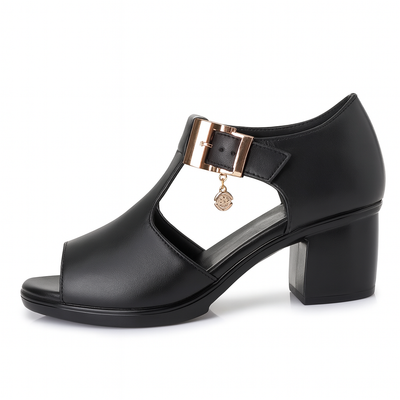 Medium heel sandals with decorative buckle - Elara