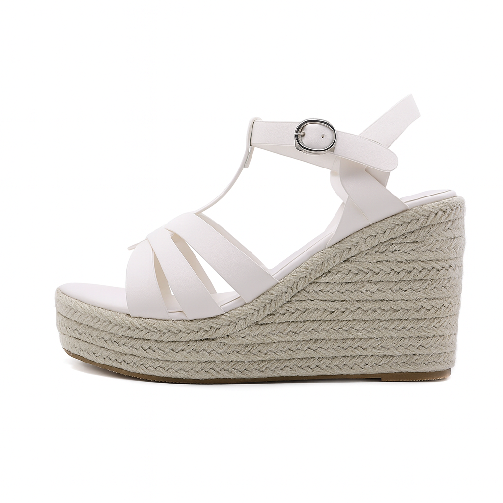 Jute platform sandals with crossed straps - Liora