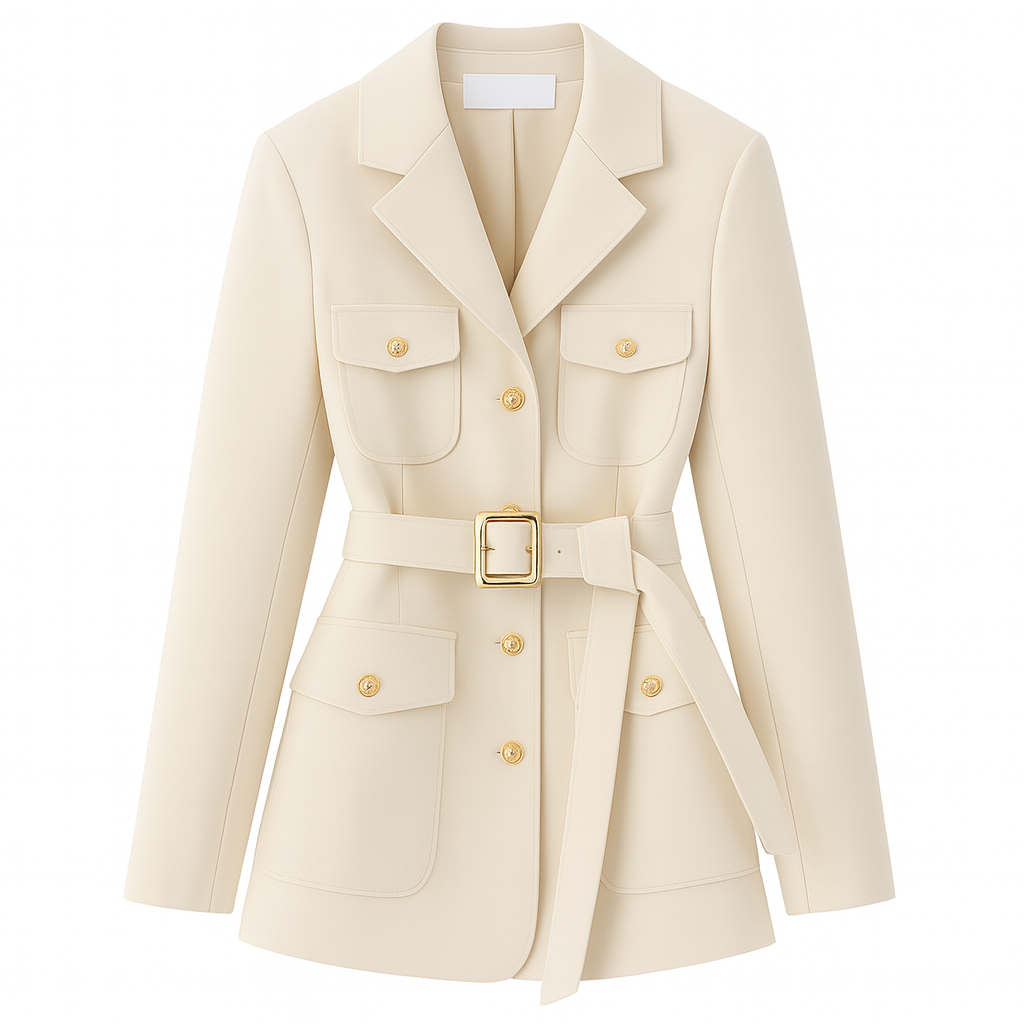 Women's blazer with belt and pockets - Lorane