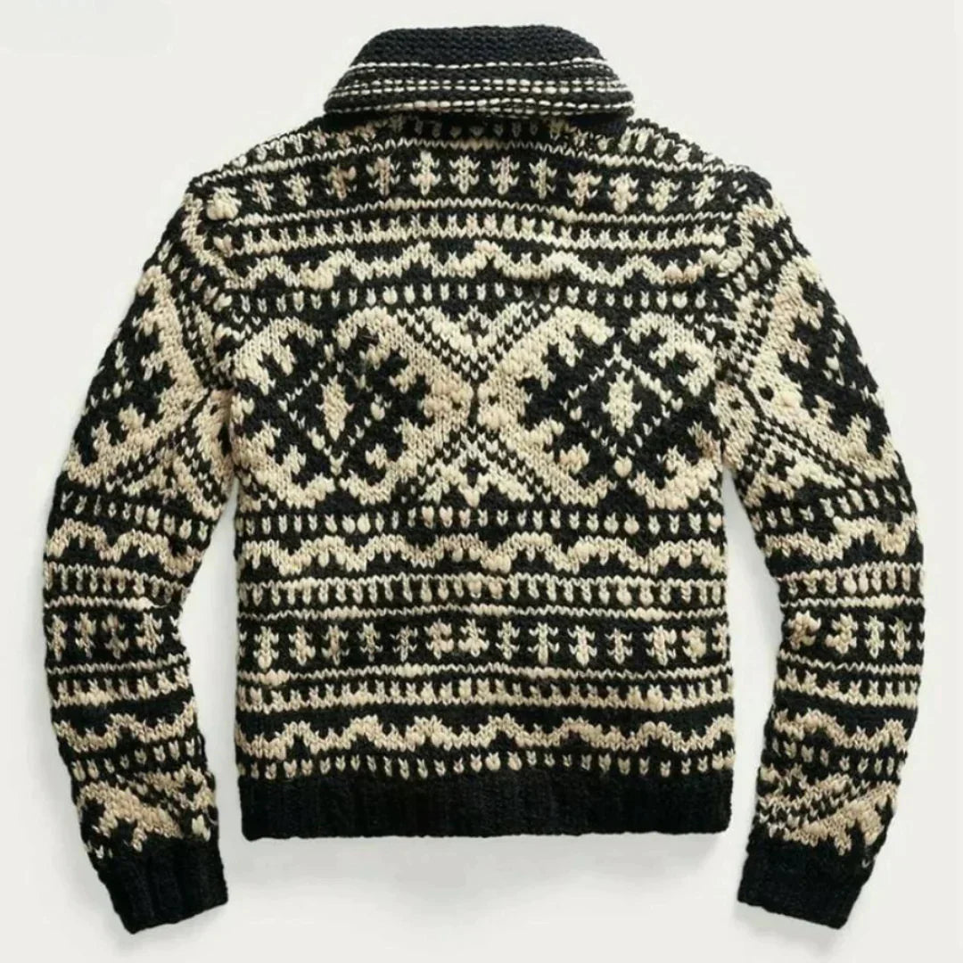 Men's Zip-Up Patterned Knit Cardigan - Edan