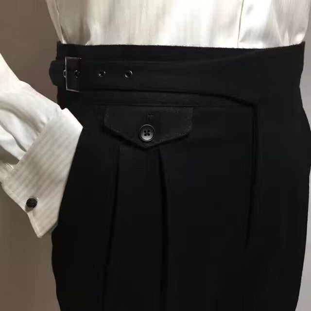 Elegant woollen trousers with belt for men