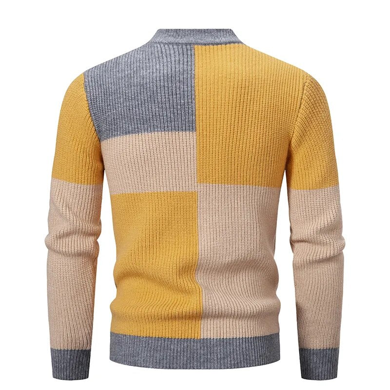 FRANCE - Knitted patchwork jumper for men