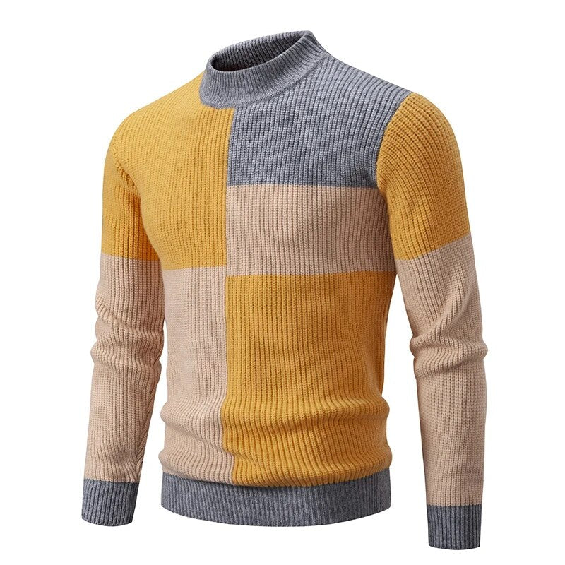 FRANCE - Knitted patchwork jumper for men