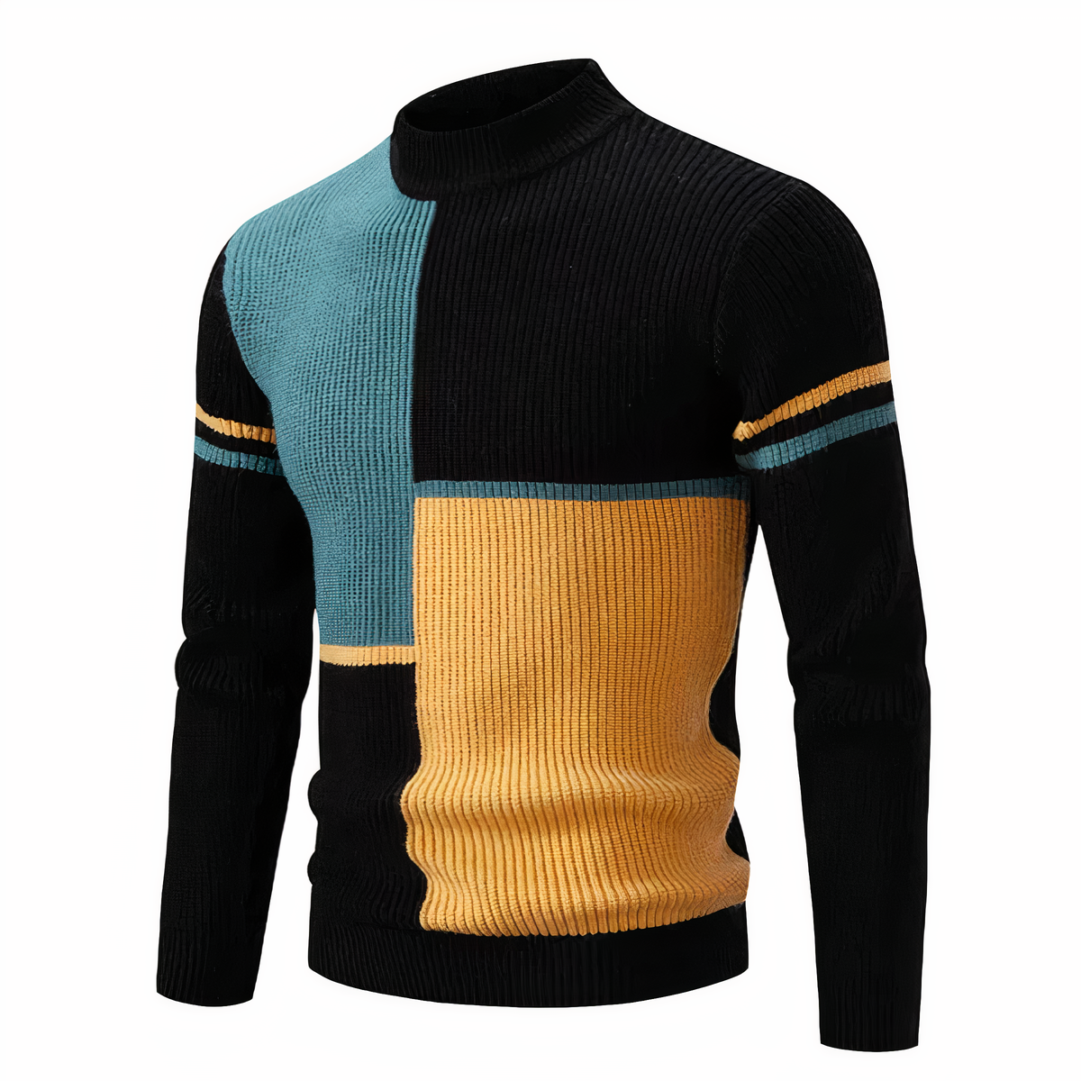 FRANCE - Knitted patchwork jumper for men
