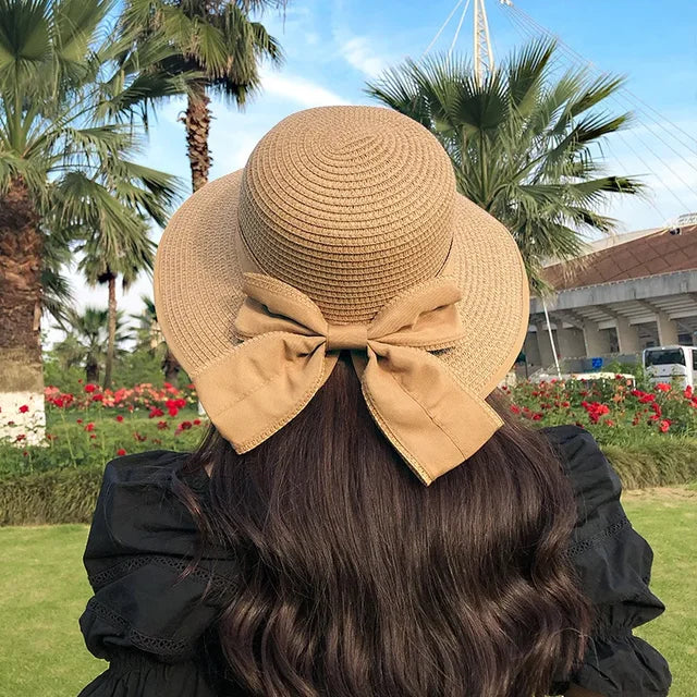Foldable large brim floppy straw hat