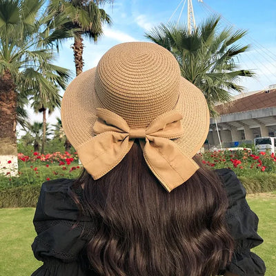 Foldable large brim floppy straw hat