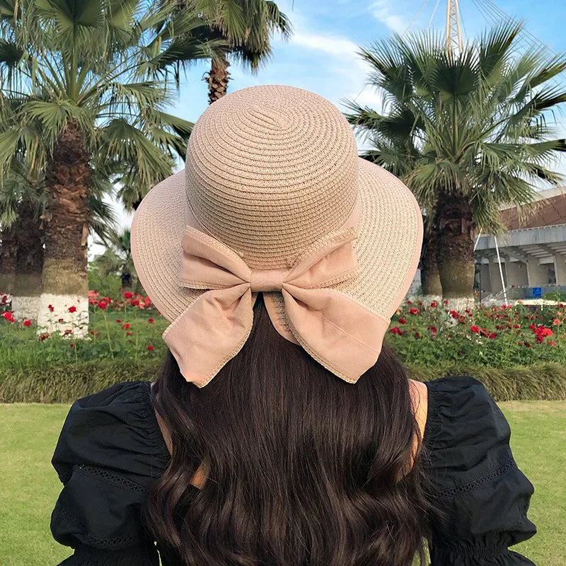 Foldable large brim floppy straw hat