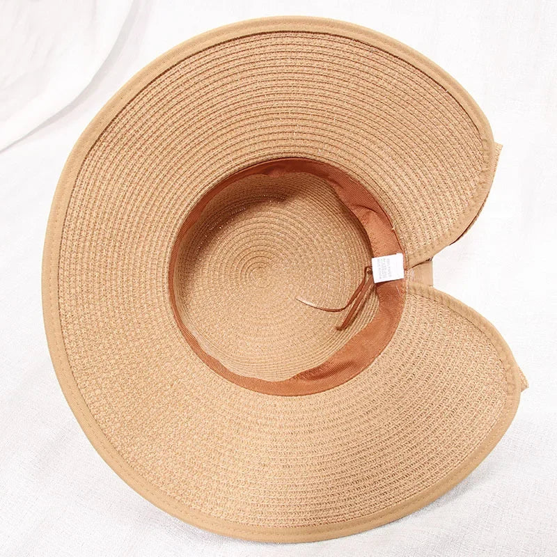 Foldable large brim floppy straw hat