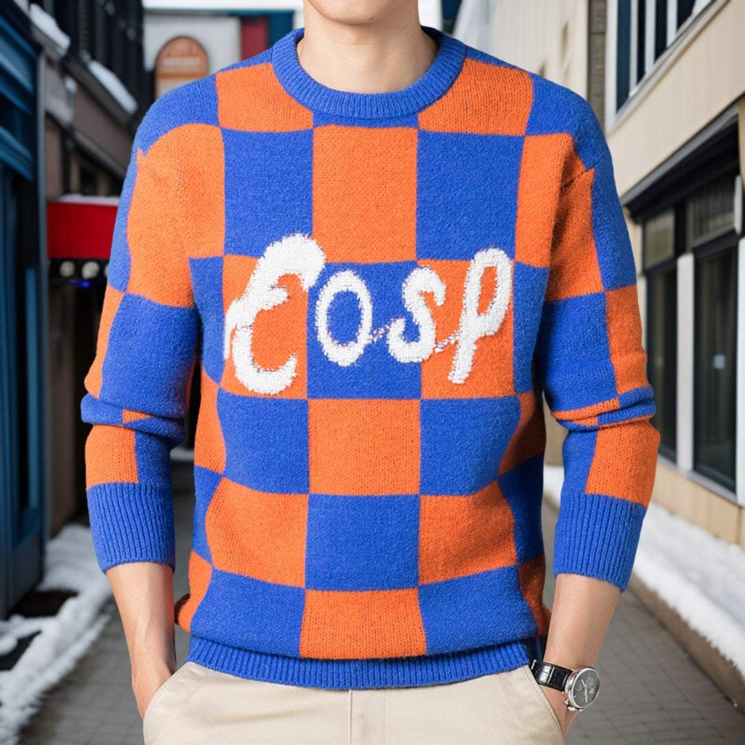 Dieter - Cosy round neck check jumper