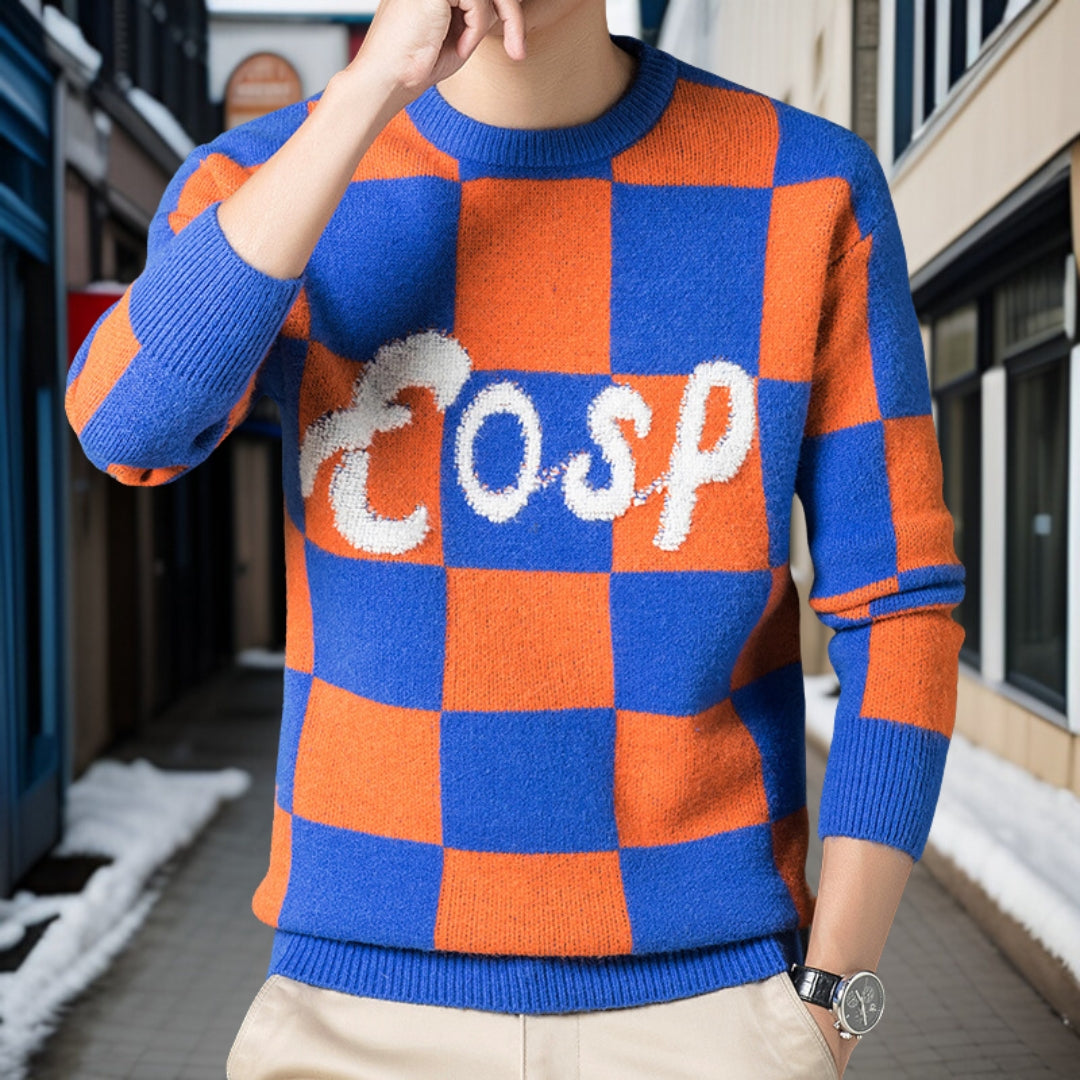 Dieter - Cosy round neck check jumper