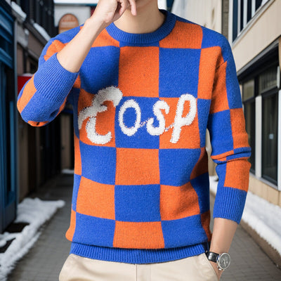 Dieter - Cosy round neck check jumper