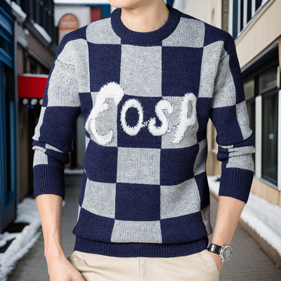Dieter - Cosy round neck check jumper