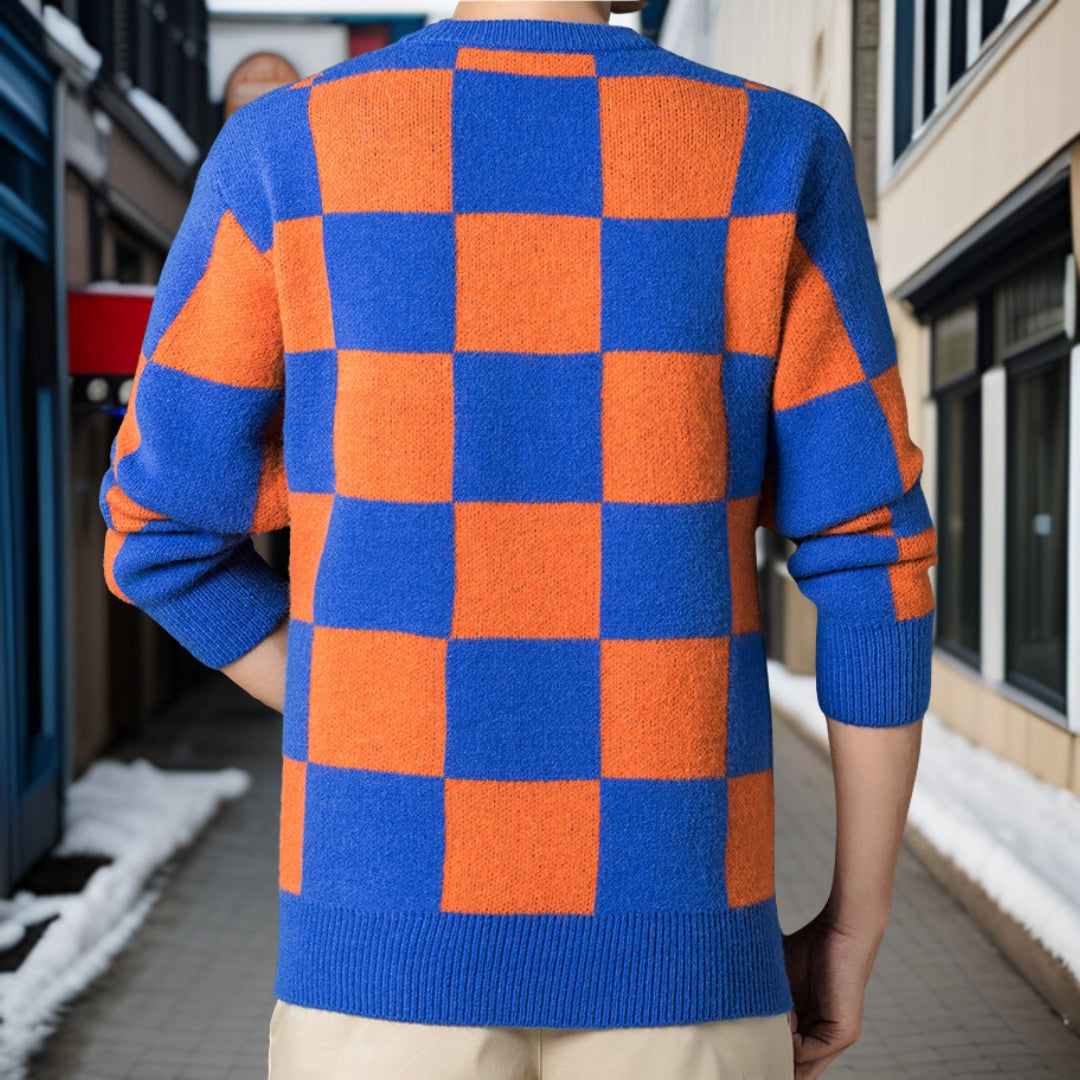 Dieter - Cosy round neck check jumper