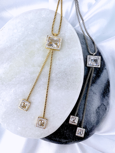 Square Dangle Mirror Chain 18K Gold Plated