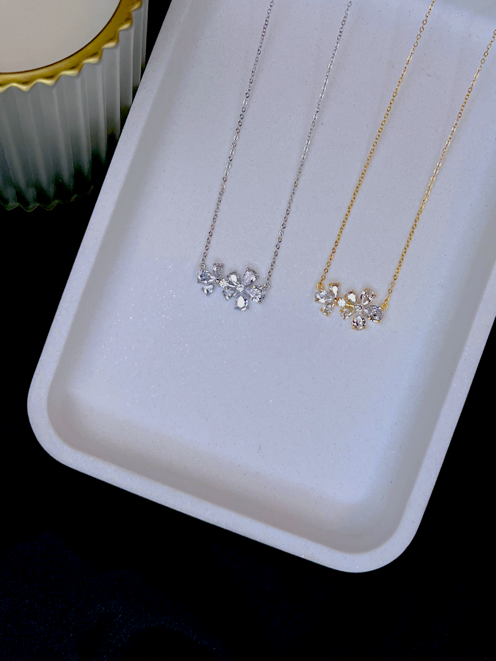Flower chain 14K gold-plated