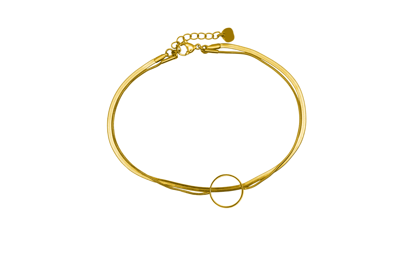 Double Round Sleek Anklet 14K Gold-plated
