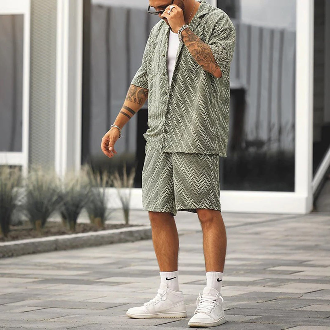 Men's Relaxed Fit Patterned Shirt and Shorts Set - Nico