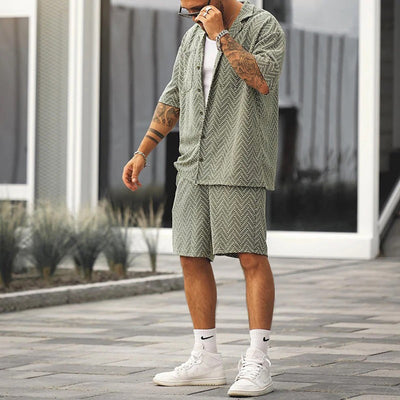 Men's Relaxed Fit Patterned Shirt and Shorts Set - Nico