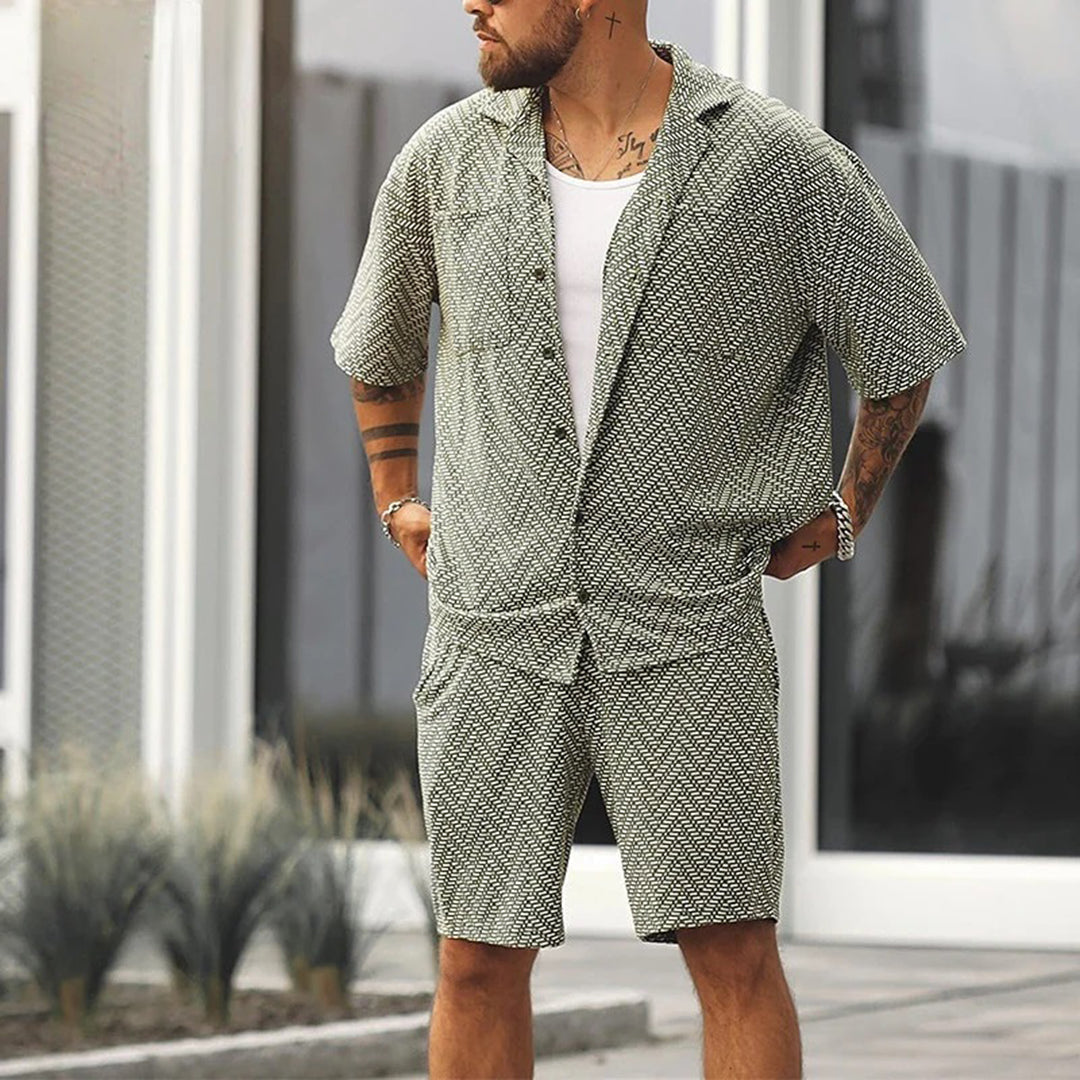 Men's Relaxed Fit Patterned Shirt and Shorts Set - Nico