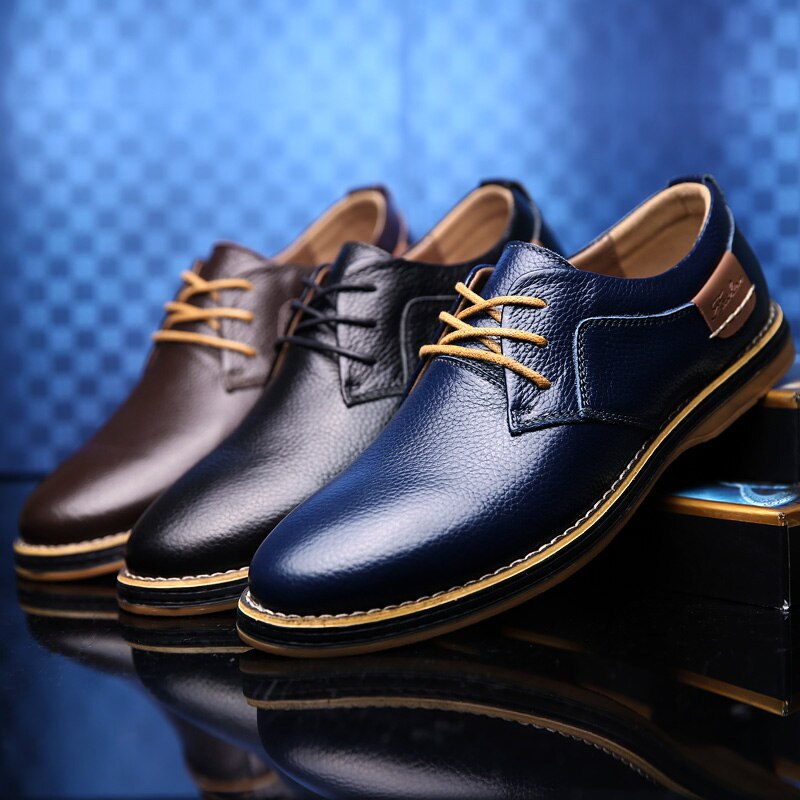 High-quality men's leather Oxford shoes in various colours