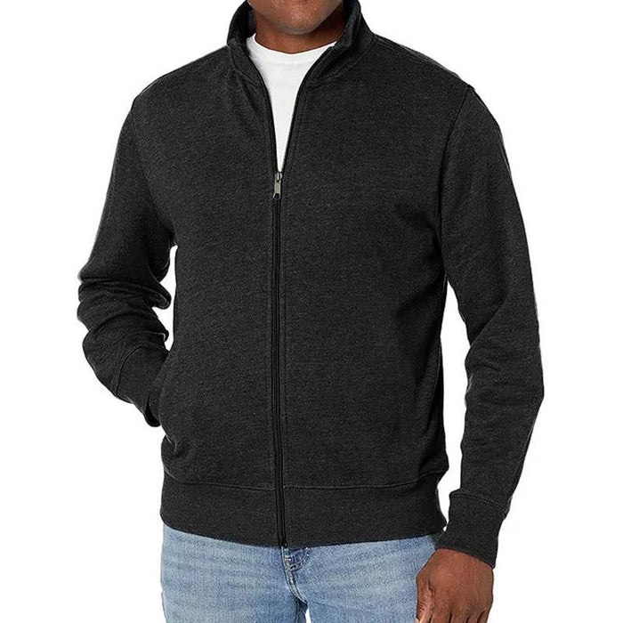 Men's sporty zip-up sweatshirt with stand-up collar
