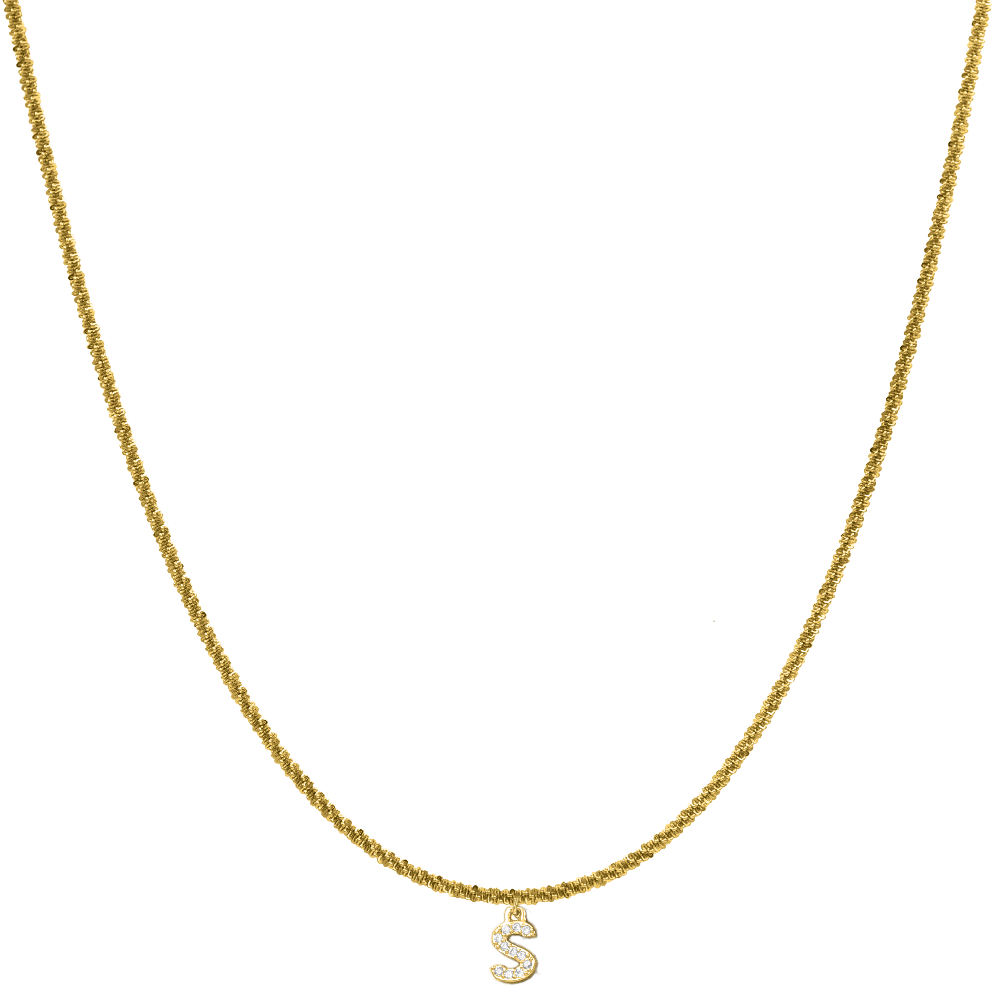 Sparkle Mini Diamond Letter Necklace 14K Gold-plated