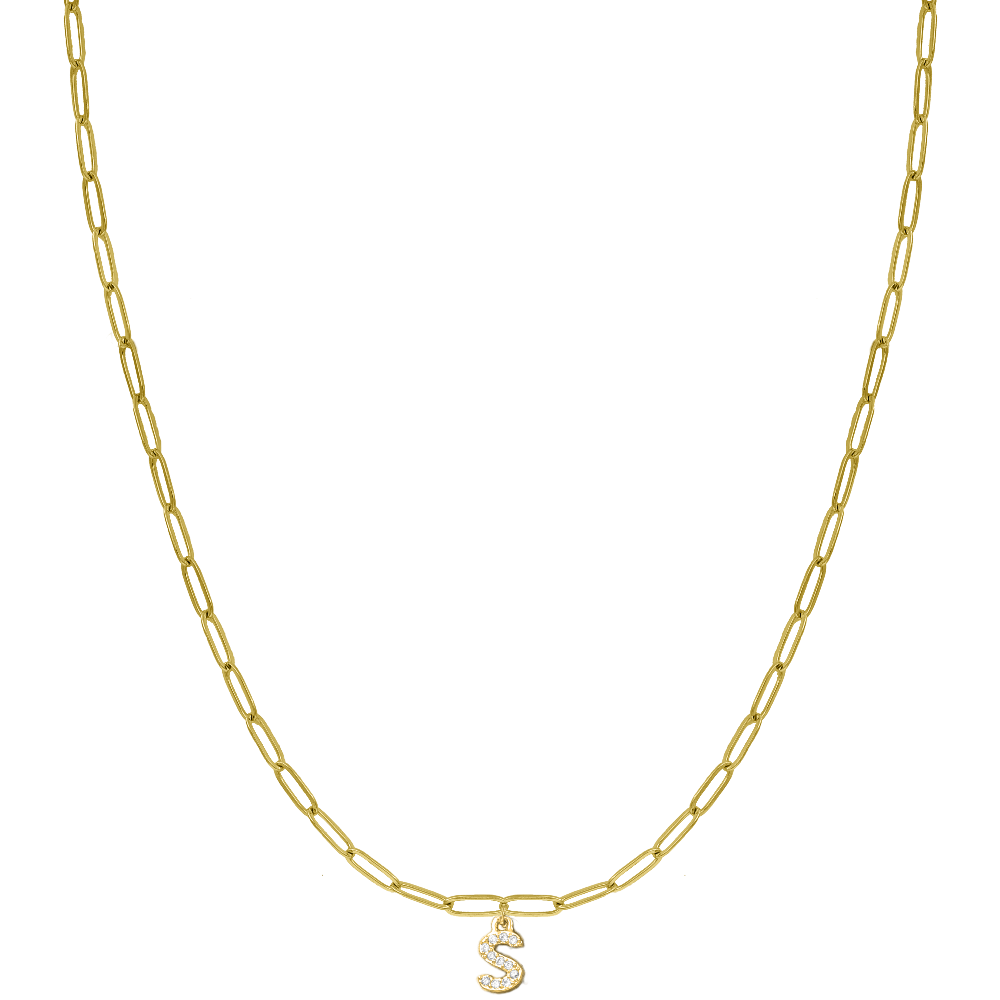 Mini Grace Diamond Letter necklace 14K gold-plated