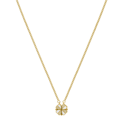 Lucky mother-of-pearl heart necklace 18K gold-plated