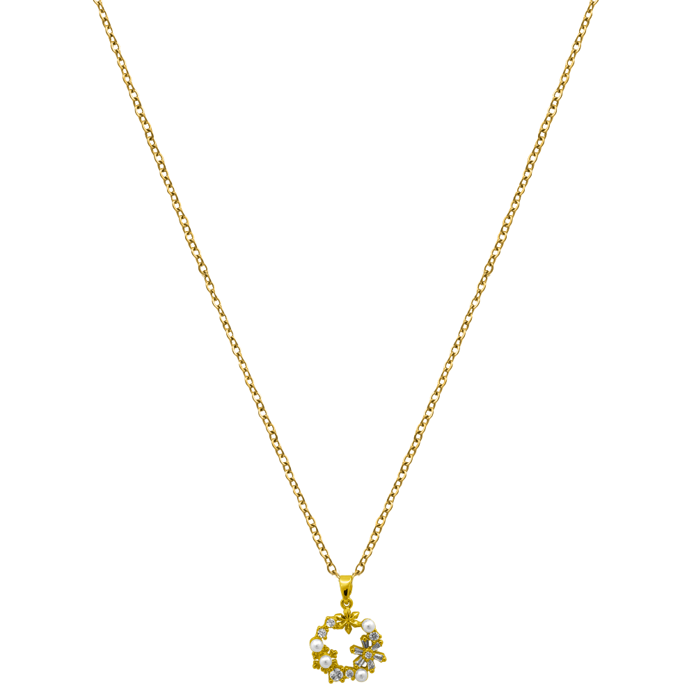 Flower Wreath necklace 18K gold-plated