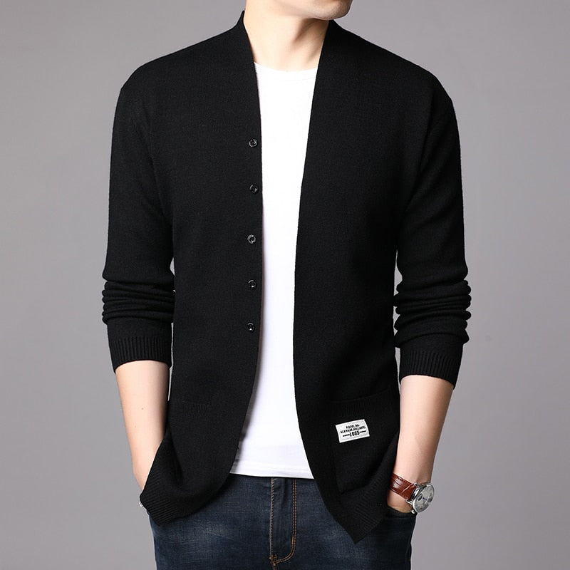 Cardigan - Men - Fine Knit Button-Up with Ribbed Cuffs - Elias