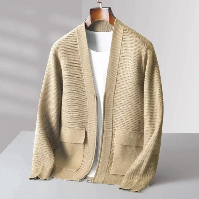 Cardigan - Men - Virgin Wool Blend Knit - Open Front - Edward