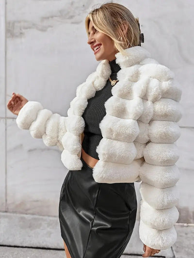 Women's Faux Fur Bubble Jacket - Cropped Fit - Valérie