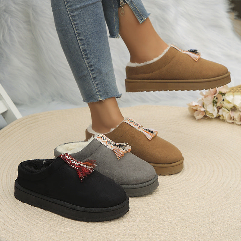 Plush suede shoes for women