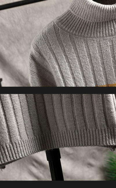 Antoine - Two-tone ribbed turtleneck jumper for men