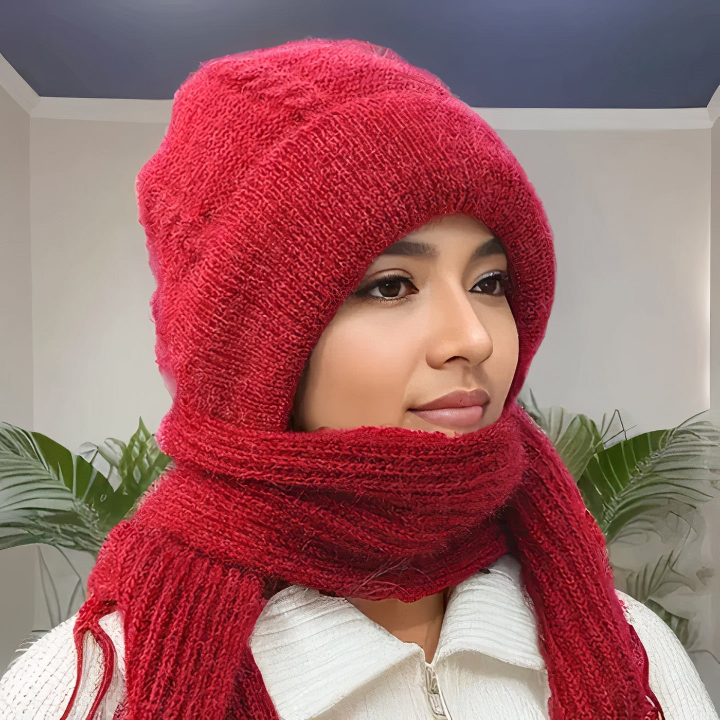 2-in-1 woollen hat + scarf