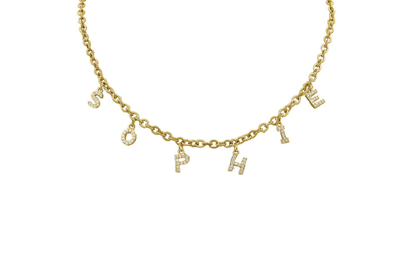 Elegant Mini Diamond Name Necklace 14K Gold Plated